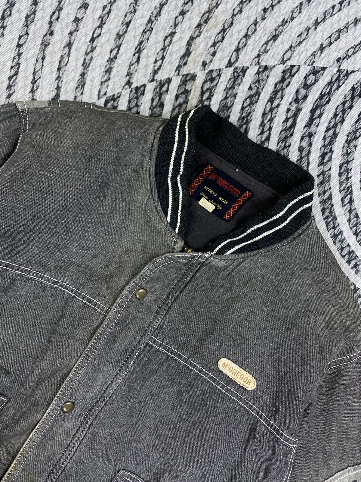 McGregor Vintage 90s McGregor Denim Big Spell On Sleeve Bomber Jacket Size US M / EU 48-50 / 2 - 8 Thumbnail