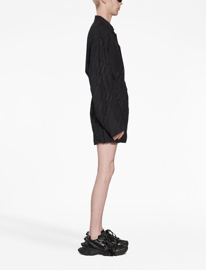 Balenciaga o1w1db10425 Logomania All Over Pyjama Shorts in Black Size US 32 / EU 48 - 3 Thumbnail