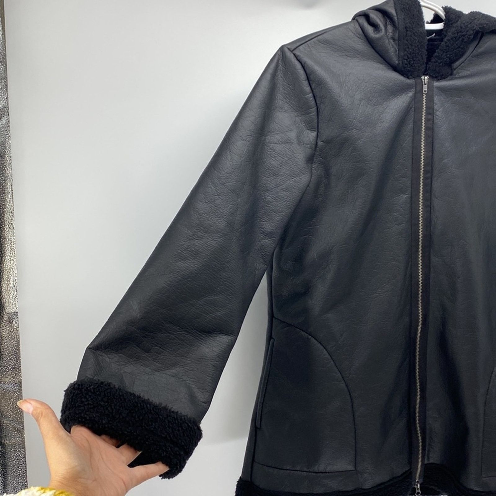 Bryn Walker Bryn Walker faux leather fleece lined hooded coat size S Size S / US 4 / IT 40 - 2 Thumbnail