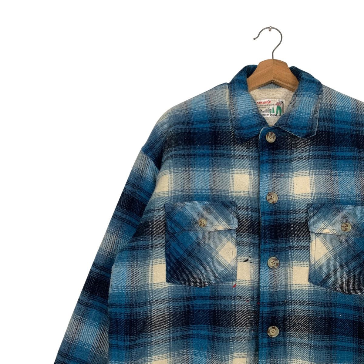 Flannel Vintage 90s AXMAN'S Shadow Plaid Fleece Flannel #2701-C121 Size US L / EU 52-54 / 3 - 6 Thumbnail