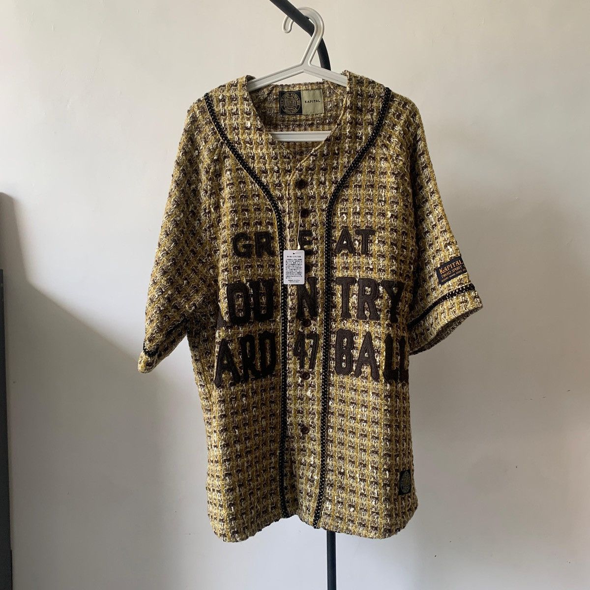 トップス kapital kountry tweed baseball shirts Kapital | Fancy Tweed GREAT KOUNTRY Baseball Shirt - White