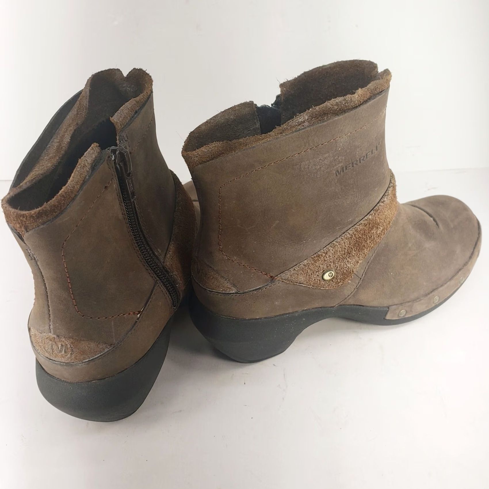 Merrell Merrell Luxe Mid Bitter Chocolate Ankle Boots Women's 7.5 Brown Leather Zip Studded Platform Block Heel Casual Fall Winter Size US 8 / IT 38 - 4 Thumbnail