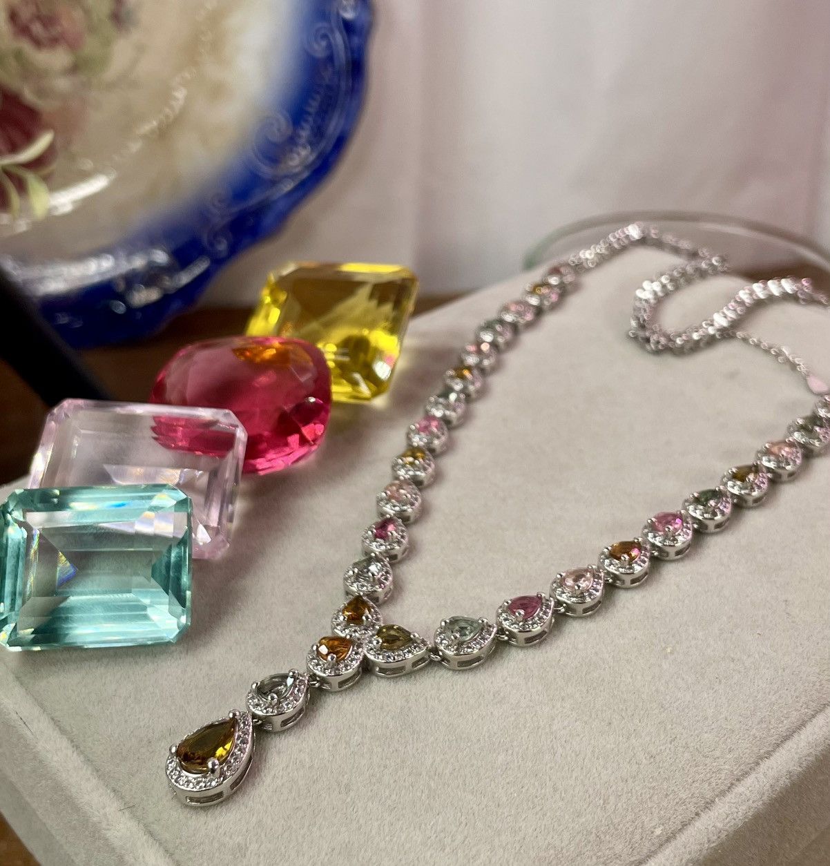 Other 14.25ct Tourmaline & White Topaz Silver Necklace Size ONE SIZE - 5 Thumbnail