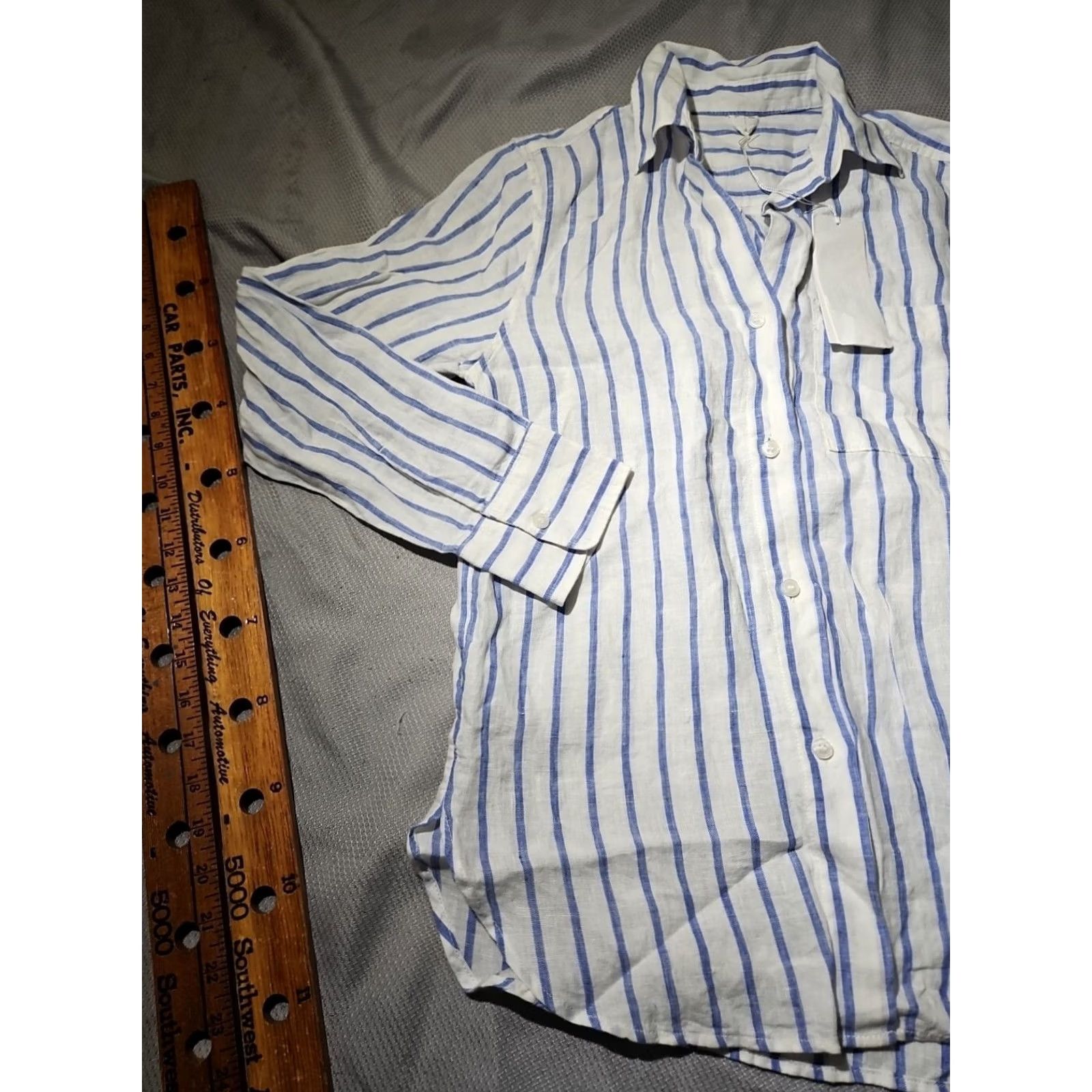 Arket Arket Shirt Womens Small Uk 34 Blue White100% Linen Button Up Slouchy Blouse Size S / US 4 / IT 40 - 3 Thumbnail
