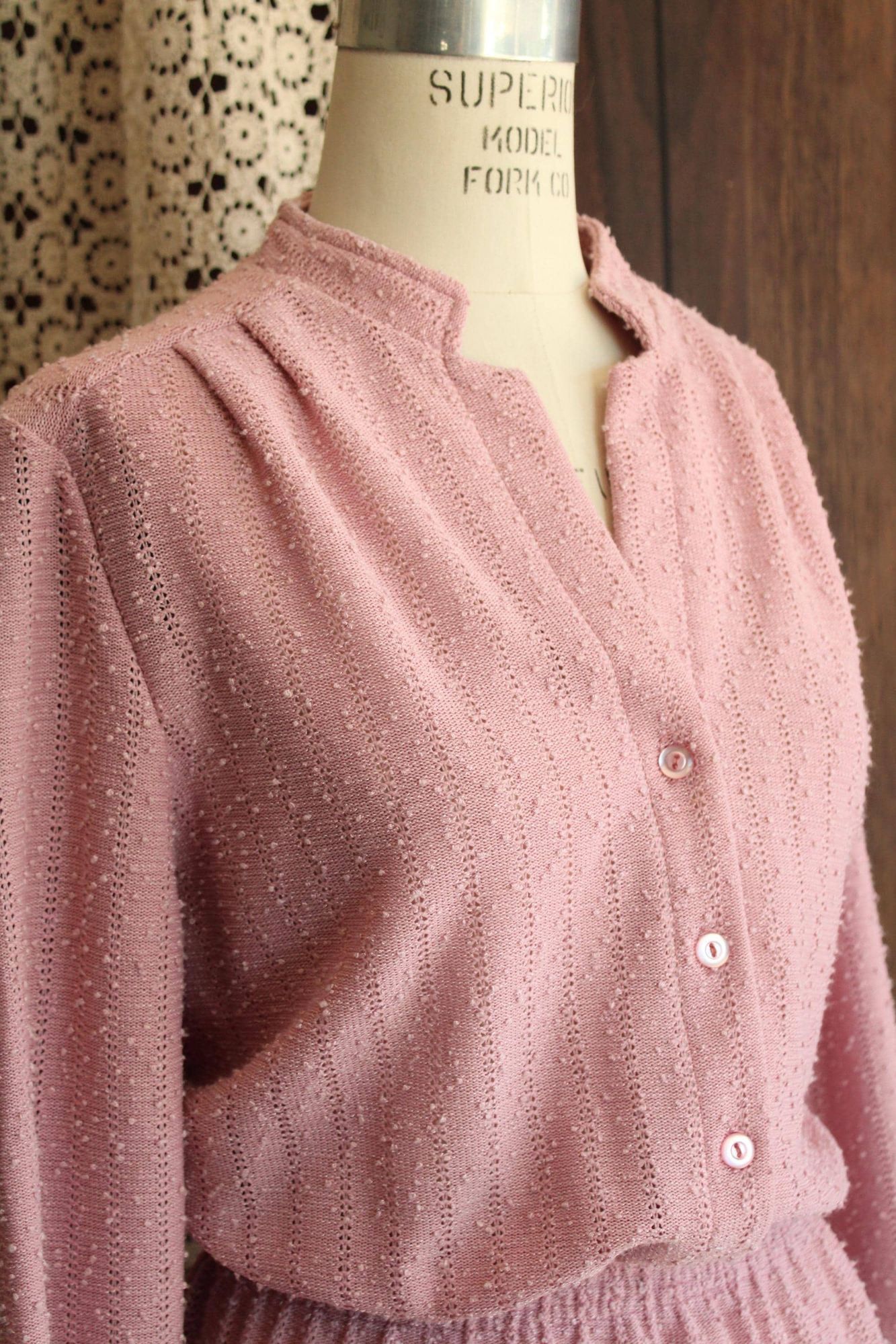 Vintage Vintage 1970s 1980s Dress, Volup Size Sears Pink Knit Sweate Size XL / US 12-14 / IT 48-50 - 4 Thumbnail