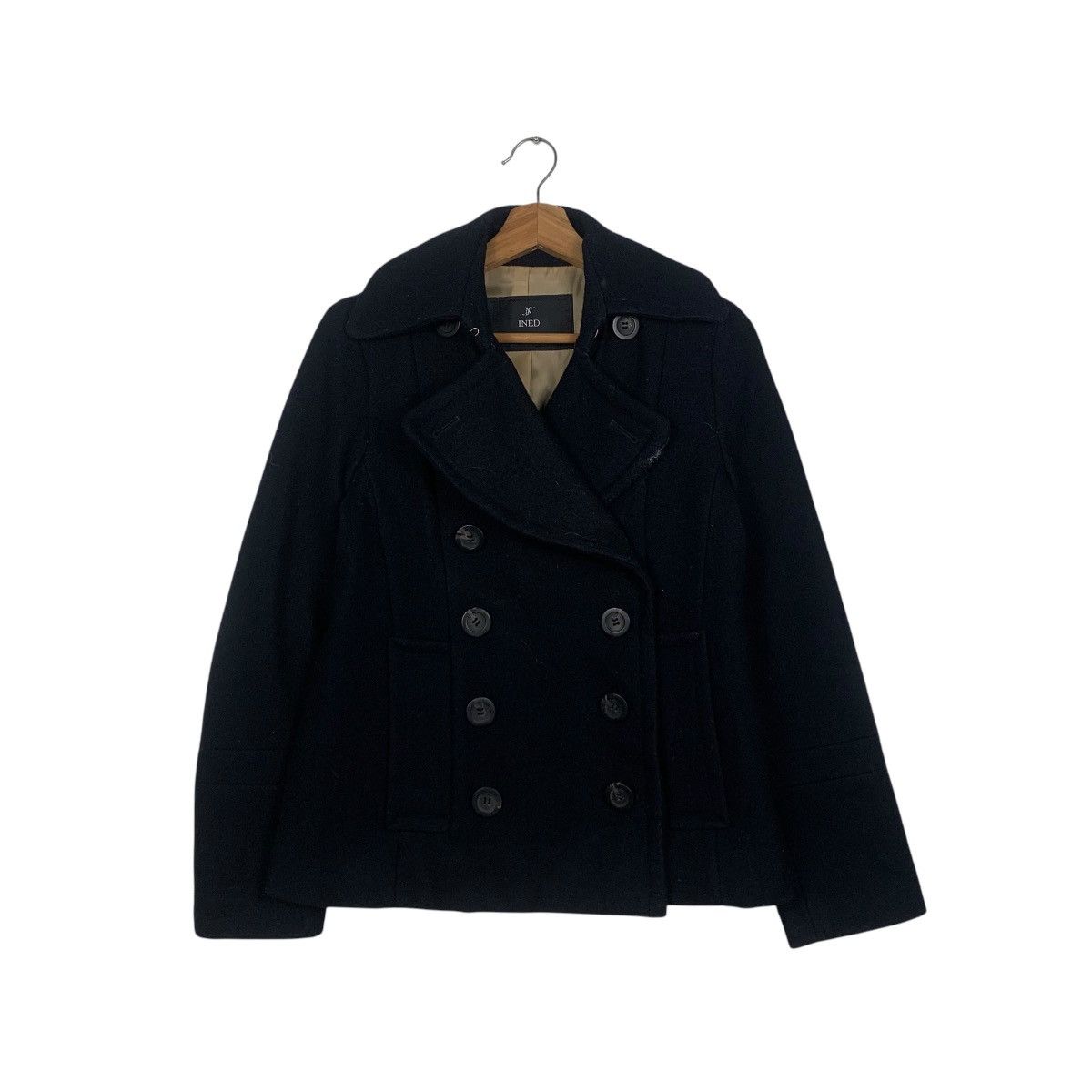 Japanese Brand INED Double Collar Double Breasted Wool Coat #1816-C20 Size S / US 4 / IT 40 - 1 Thumbnail