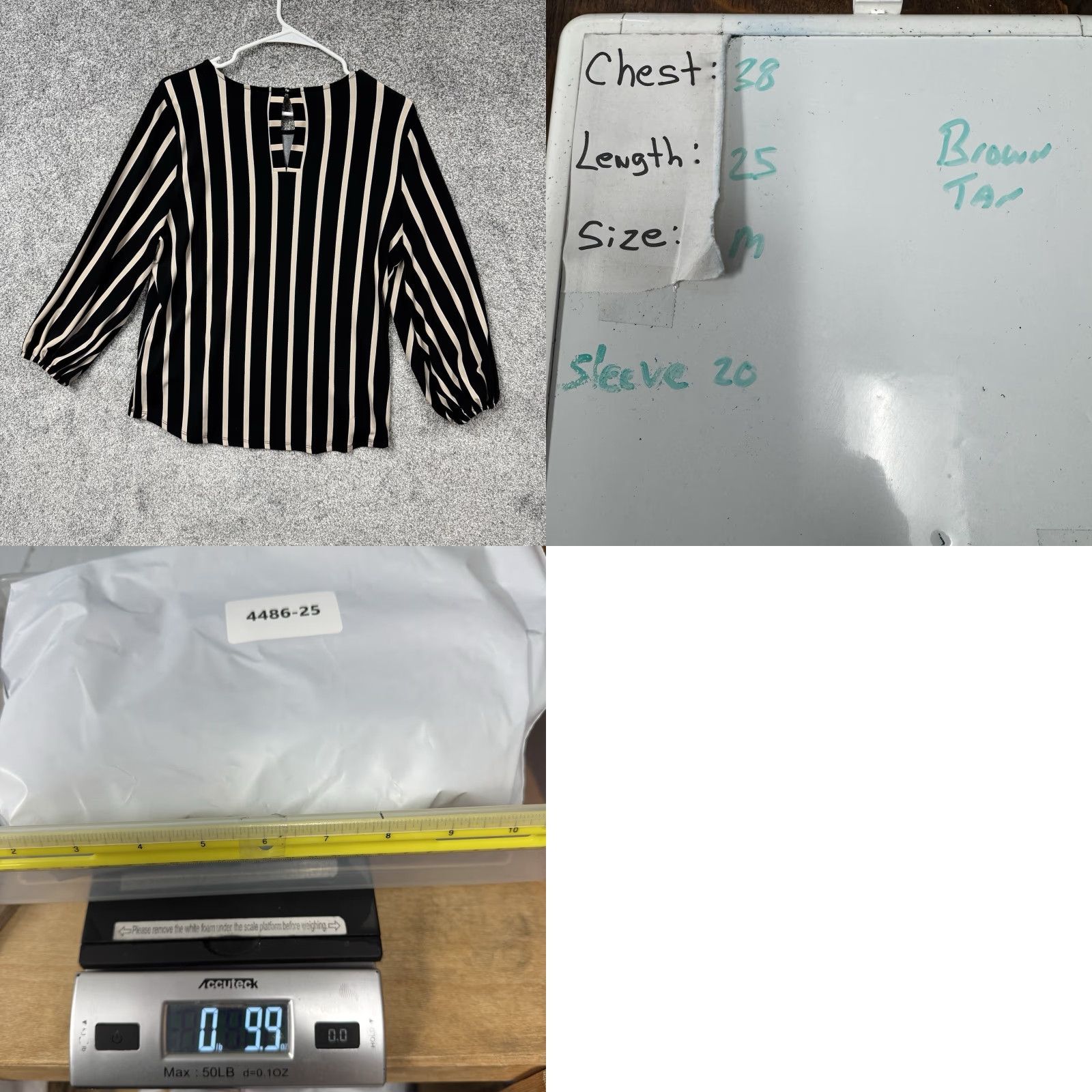 Adrianna Papell Adrianna Papell Blouse Striped Office Chic Timeless Professional Size M 3/4 Sleeve Black Polished Women Regular Shirt Size M / US 6-8 / IT 42-44 - 8 Thumbnail