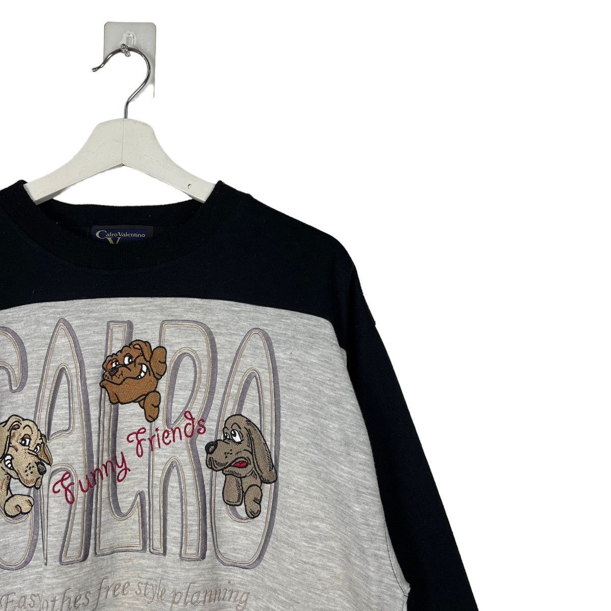 Japanese Brand 🔥 CALRO VALENTINO EMBROIDERY BIG LOGO SWEAT JUMPER Size US L / EU 52-54 / 3 - 5 Thumbnail