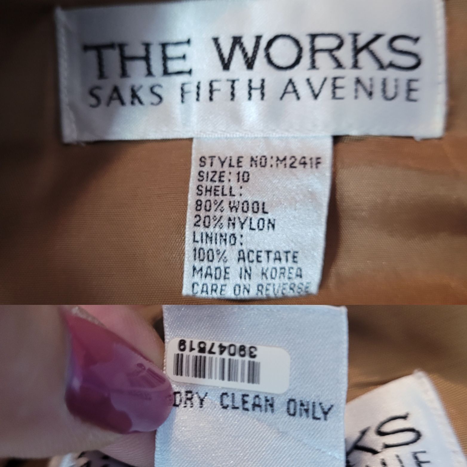 Saks Fifth Avenue Vtg 70s Saks Fifth Avenue Wool Blend Sleeveless Camel Sheath Size L / US 10 / IT 46 - 3 Thumbnail