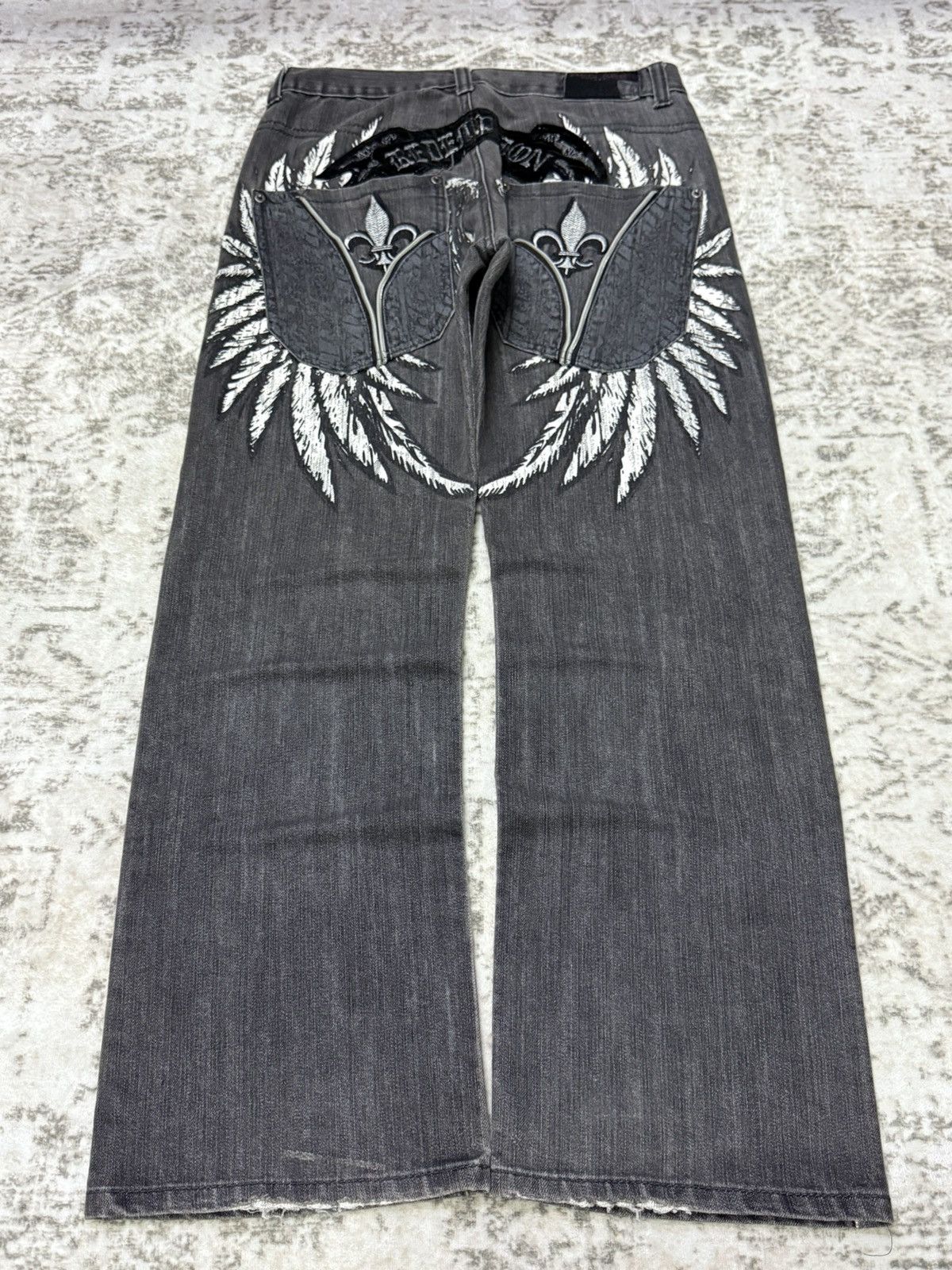 Japanese Brand Japanese Brand Red Ape Embroidery Gothic Wings Flare Jeans Size US 30 / EU 46 - 1 Thumbnail