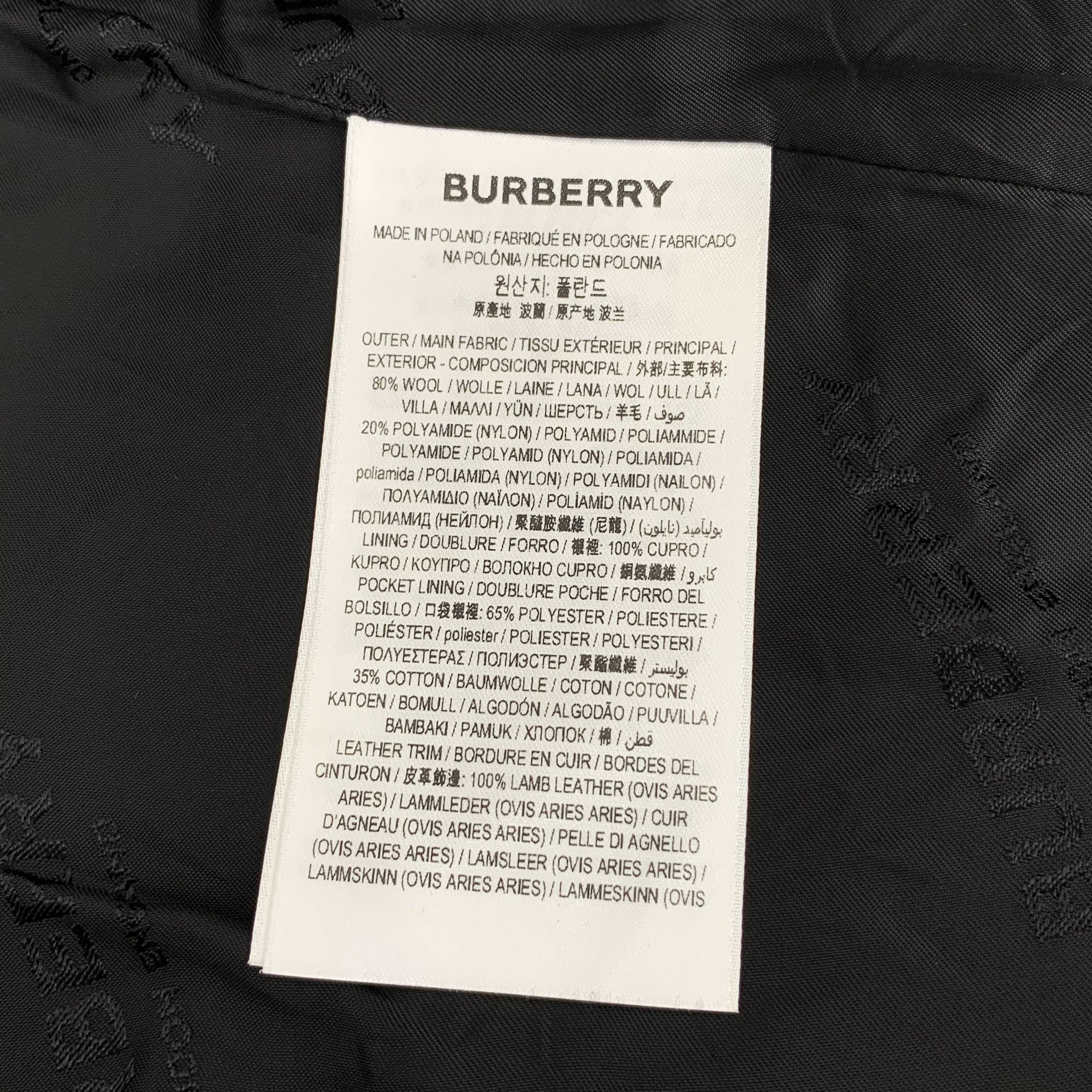 Burberry Burberry Black Wool & Leather Panel Coat (Size 42) Size US XS / EU 42 / 0 - 4 Thumbnail