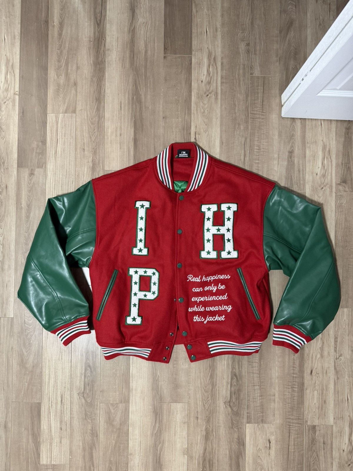 NO ID I’m Happy Promise “HAPPY ALLSTAR” Varsity Jacket Size US XXL / EU 58 / 5 - 2 Thumbnail