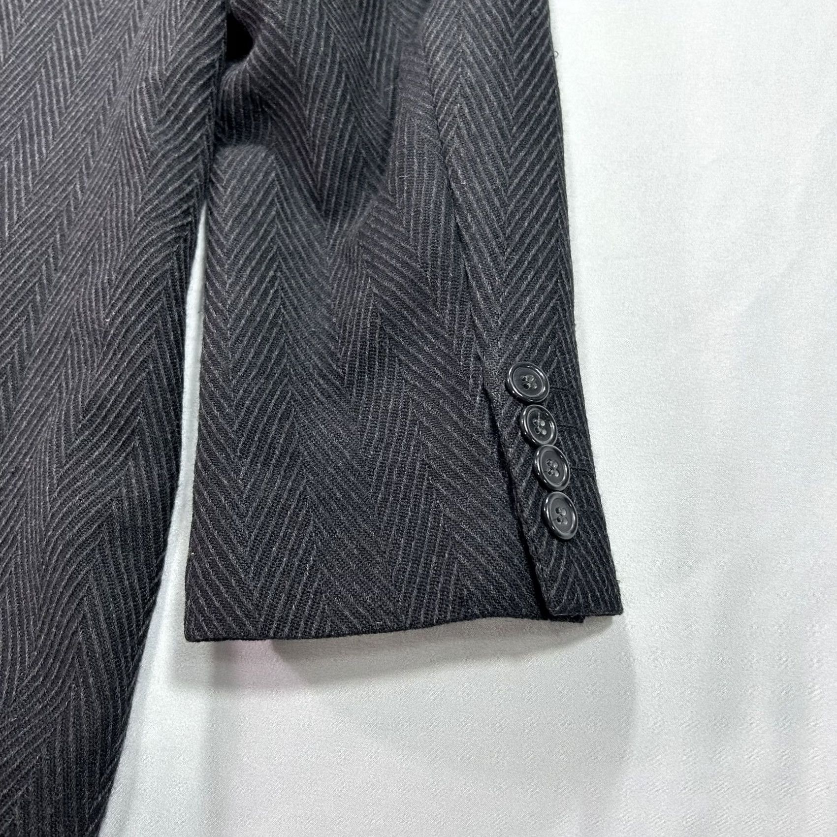 Vintage Bachrach Blazer Mens 43 Long Black Wool Herringbone Made in Italy Bottoli Jacket 2 Piece Two-Button Notch Lining Viscoe/Rayon Vintage: No Womens/Mens Size 46R - 3 Thumbnail