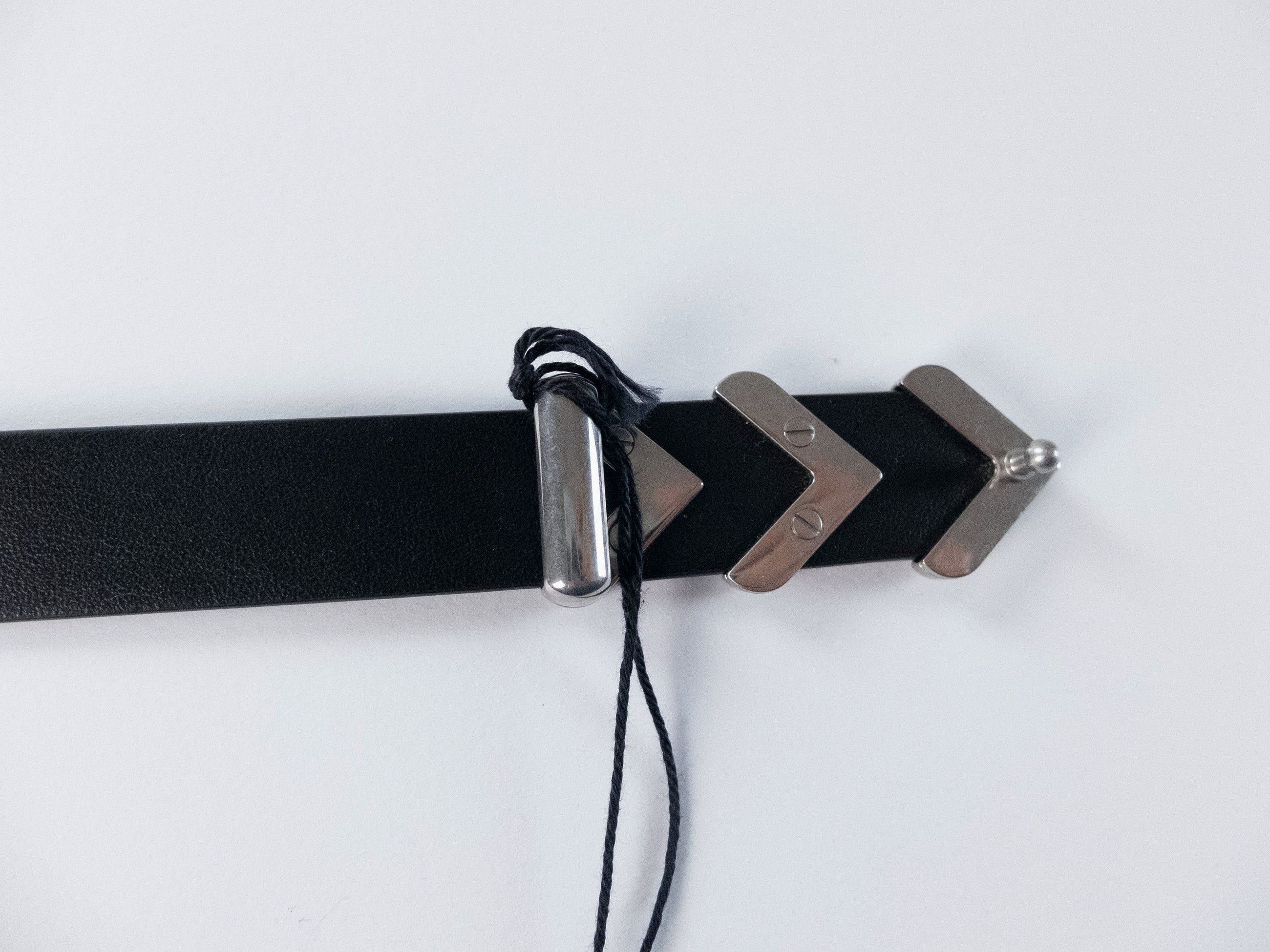 Bottega Veneta BOTTEGA VENETA black & silver chevron leather belt 85 Size 34 - 5 Thumbnail