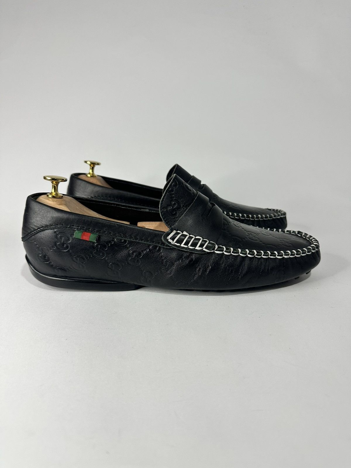 Gucci Gucci Black Guccissima Leather GG Loafers Size US 10 / EU 43 - 3 Thumbnail