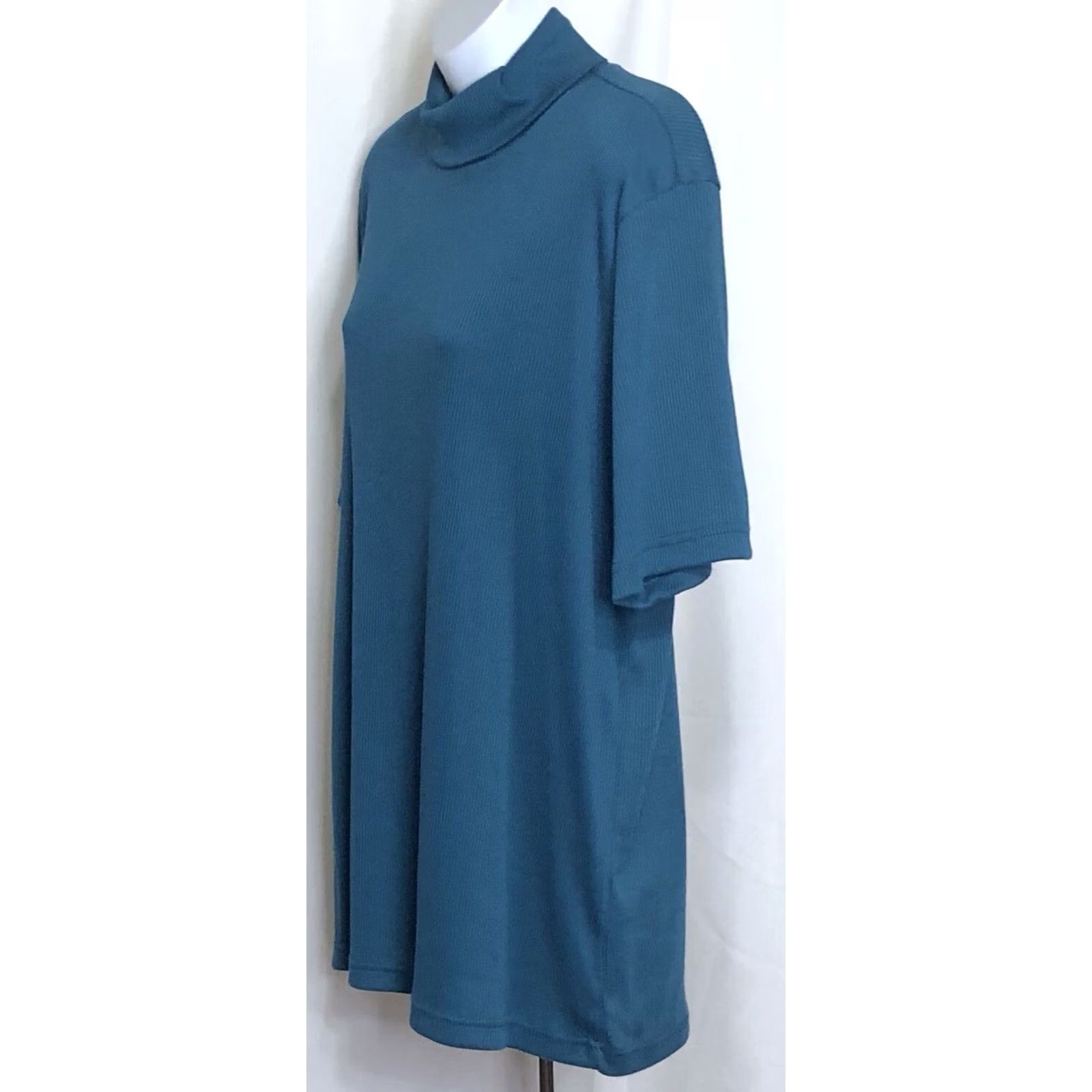 Altea MainStreet Blues Sweater L Teal Turtleneck Ribbed Knit Short Sleeve Classic Size L / US 10 / IT 46 - 2 Thumbnail