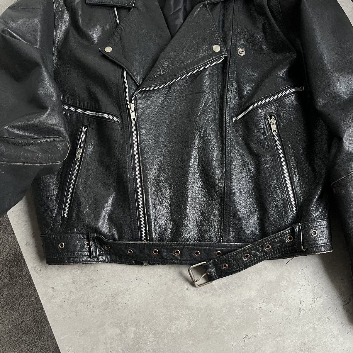 ARCHIVE VINTAGE AVANT GARDE BIKER LEATHER JACKET 90s