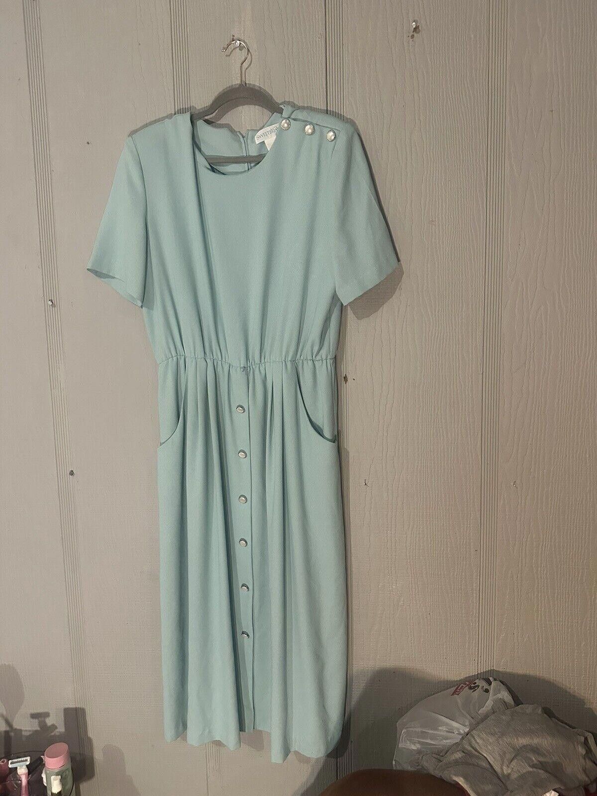 Designer Sweetbriar Dress Size 16 Vintage 80s Blue Size XXL / US 16-18 / IT 52-54 - 1 Thumbnail