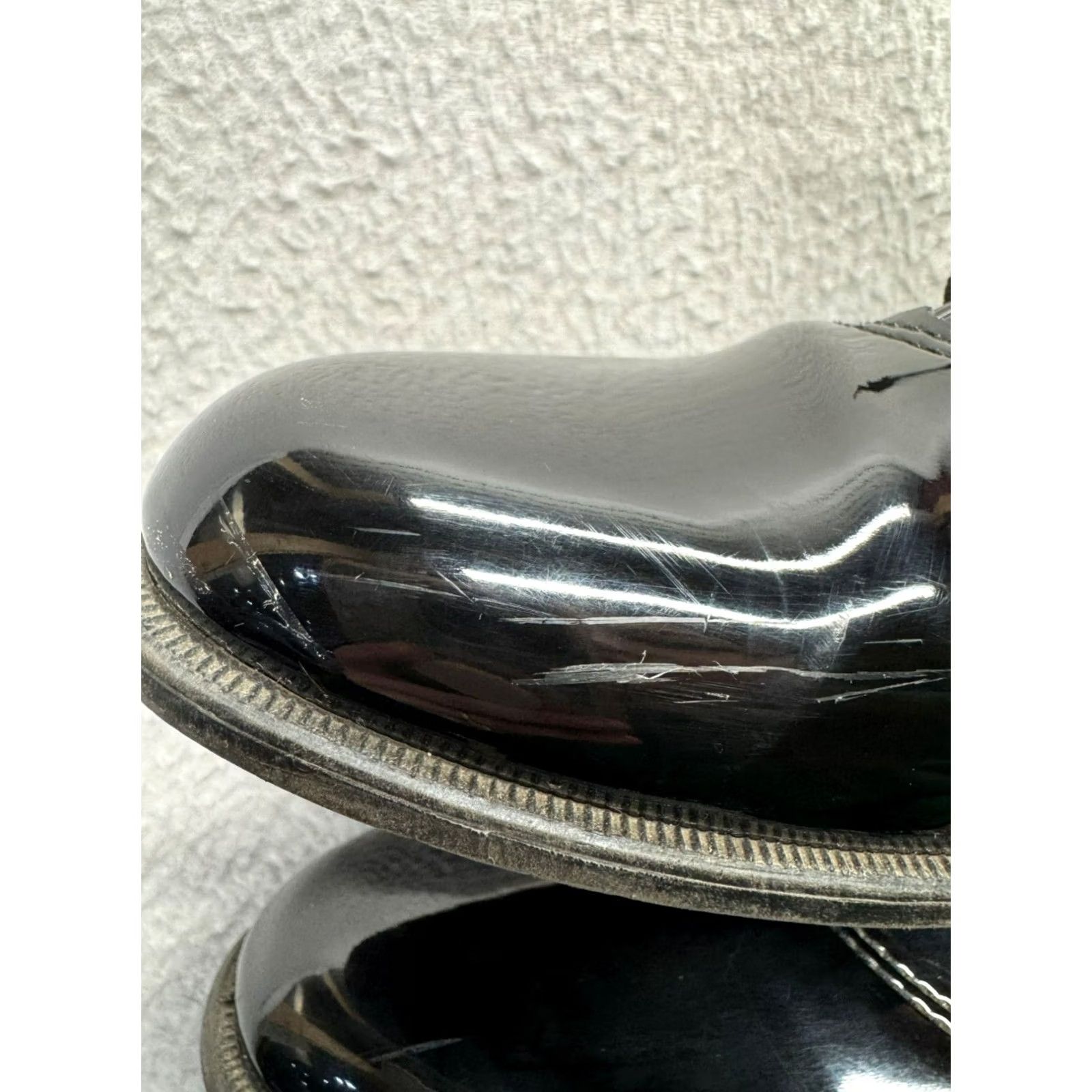 Vintage Mens Black Patent Leather Dress Shoes Oxford Mens 10 1/2 Black Leather Formal Secret? Size US 10 / EU 43 - 7 Thumbnail