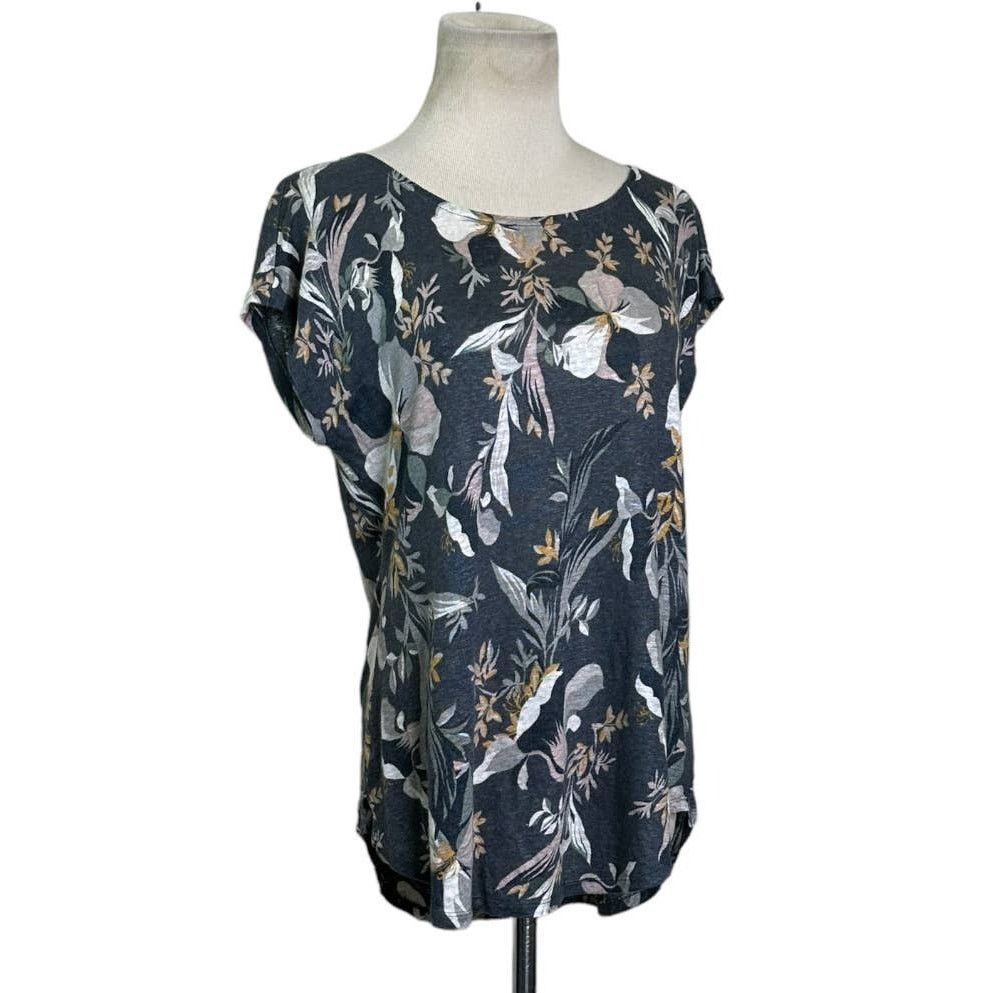 Rachel Zoe Rachel Zoe gray floral linen short sleeves top size L Size L / US 10 / IT 46 - 7 Thumbnail