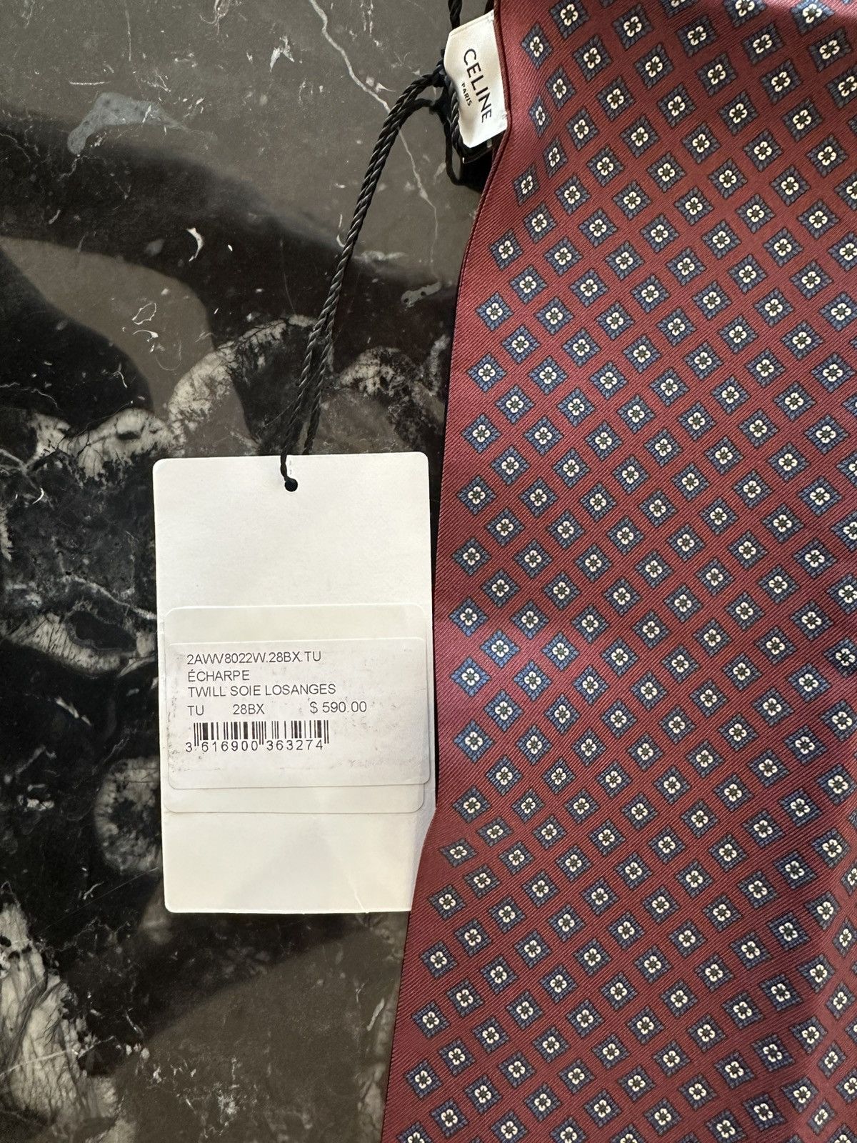 Celine 23AW Silk Scarf Burgundy Paisley Size ONE SIZE - 8 Thumbnail