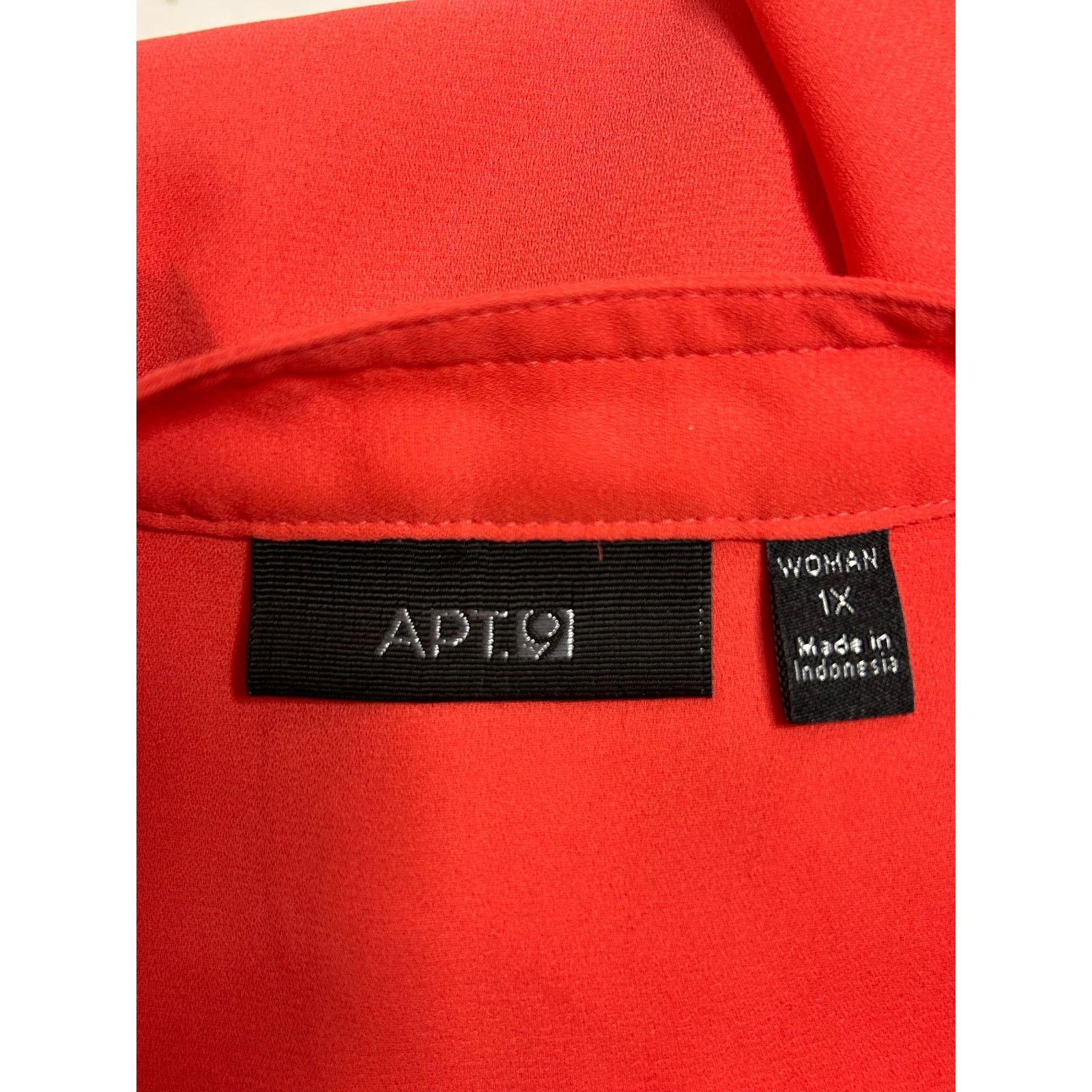 Apt. 9 Apt. 9 Coral Collarless Tunic Blouse Roll Tab Sleeves 1X Size XXL / US 16-18 / IT 52-54 - 5 Thumbnail