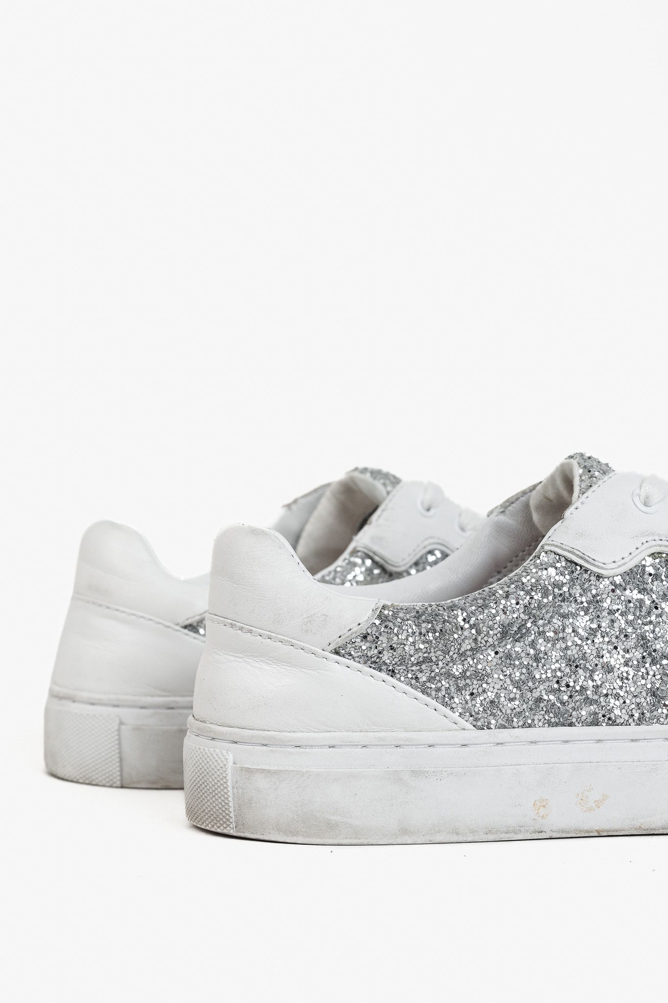 Tory Burch Tory Burch Milo Lace-Up Leather Silver-Glitter Sneakers Size US 7.5 / IT 37.5 - 4 Thumbnail