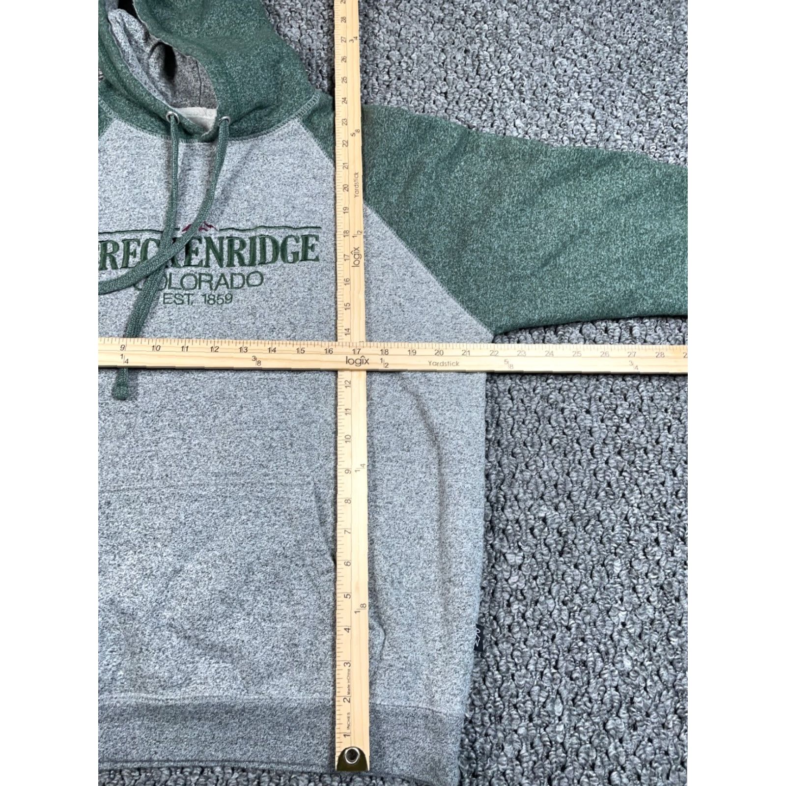 Vintage Ragwear Hoodie Adult Medium Gray/Green Marled Embroidered Drawstring Pockets Cotton Blend Ski City Outdoor Mens Size US M / EU 48-50 / 2 - 4 Thumbnail