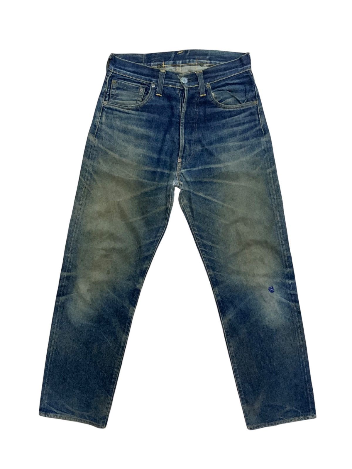 Image of Denim Tears x Evisu Vintage Evis Buttonfly Buckle Waist Jeans in Blue, Men's (Size 30)