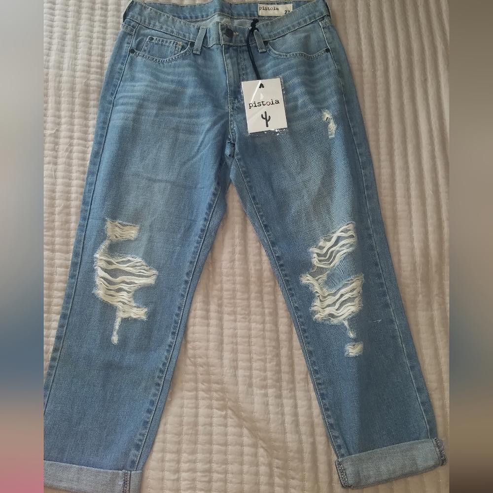 Designer NWT Pistola Distressed Jean's Size 27 Size 27" / US 4 / IT 40 - 2 Thumbnail
