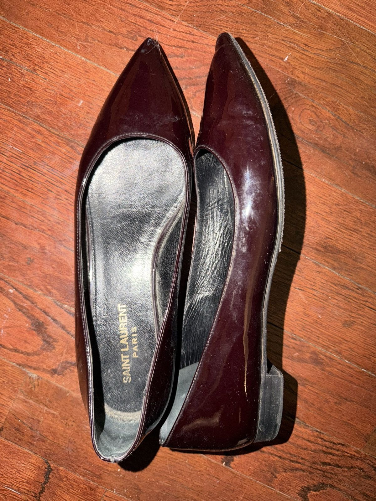 Saint Laurent Paris Burgundy Saint Laurent Pointed Flats Size US 7 / IT 37 - 3 Thumbnail
