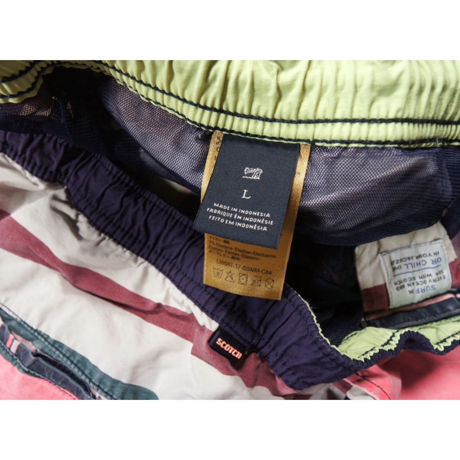 Scotch & Soda Scotch & Soda Shorts Mens Large Boardshorts Swimwear Trunks Striped Multicolor Size US 33 - 7 Thumbnail