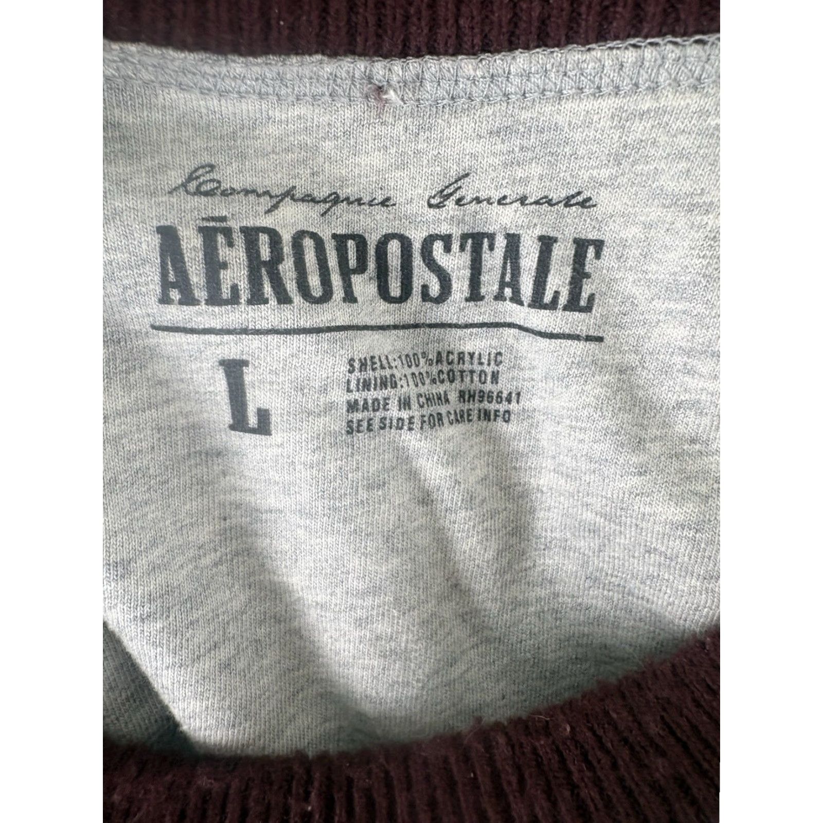 Aeropostale Aeropostale Sweater Shirt Men L Striped Lined Crew Neck Long Sleeve 90s Classic Pullover Burgundy/Gray Size L Size US L / EU 52-54 / 3 - 7 Thumbnail