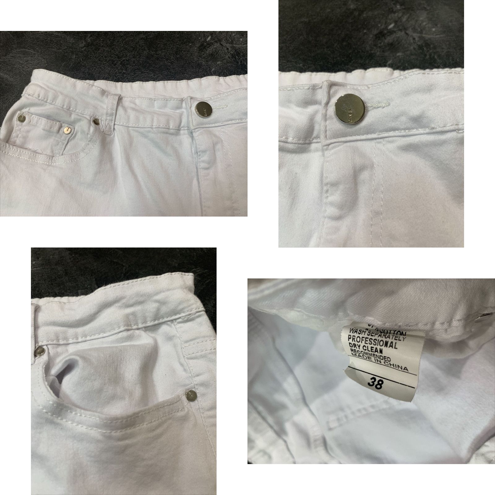 Vintage Graffiti White Paris 1939 Womens Jeans Size 38 Extra Large XL Stretchy Pre Owned Size 25" / US 0 / IT 36 - 8 Thumbnail