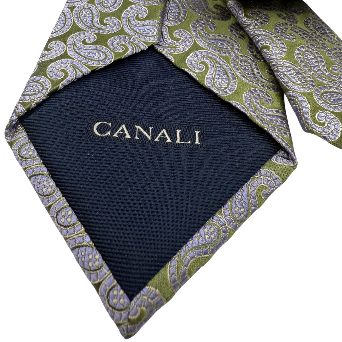 Canali Canali Silk Tie, Green & Lavender, Made in Italy, Like New Size ONE SIZE - 4 Thumbnail