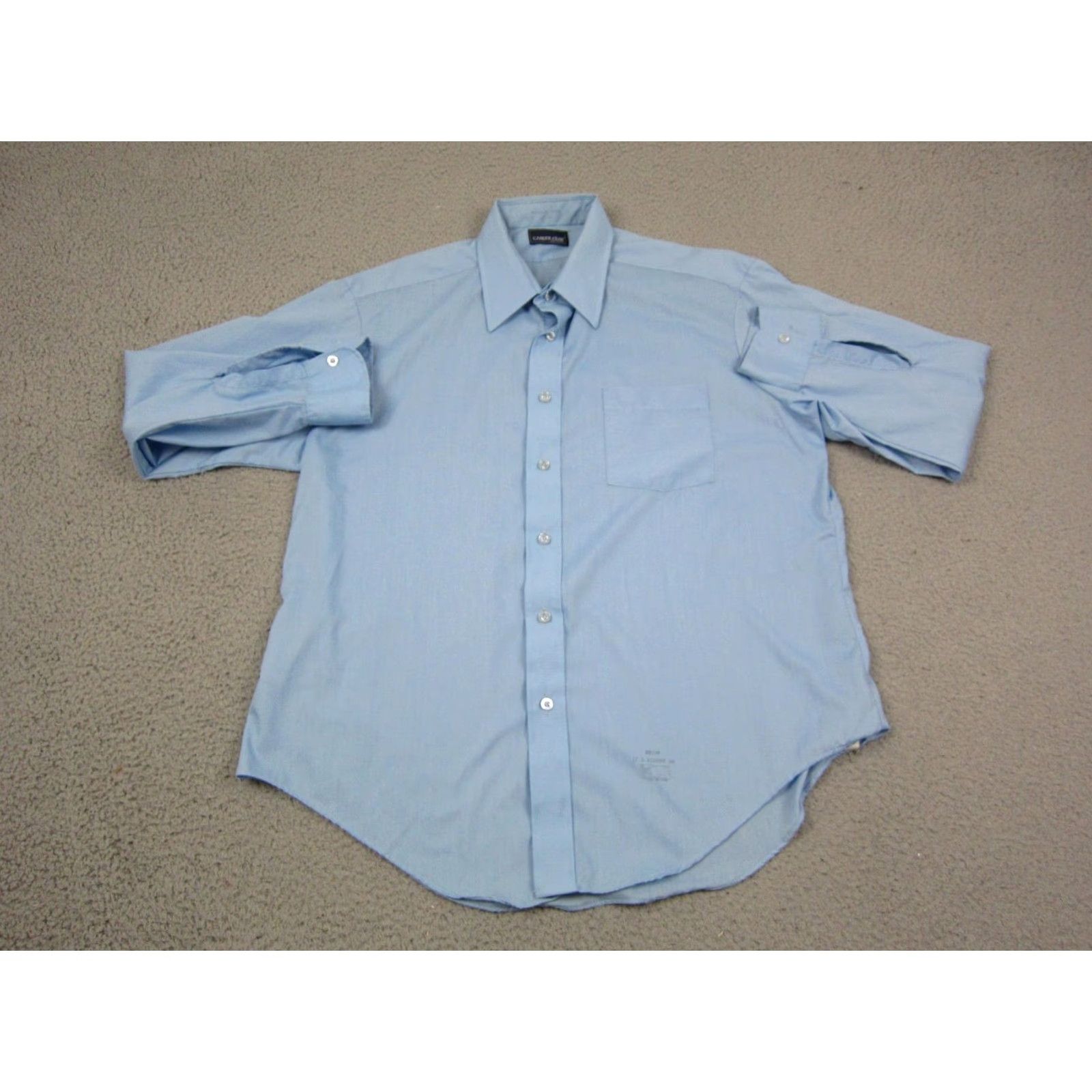 Vintage Career Club Shirt Mens XL Blue 60s 70s Vintage Button-Up Collared Long Sleeve Polyester Cotton Classic Fit, 17 XL Size US XL / EU 56 / 4 - 2 Thumbnail