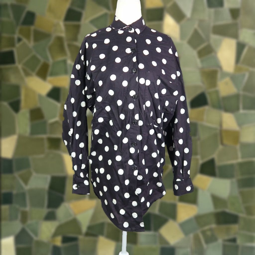 Vintage VINTAGE Mirrors Polka Dot Button-Down Top M Women Long Sleeve Black White 90s 80s Casual Size M / US 6-8 / IT 42-44 - 1 Thumbnail