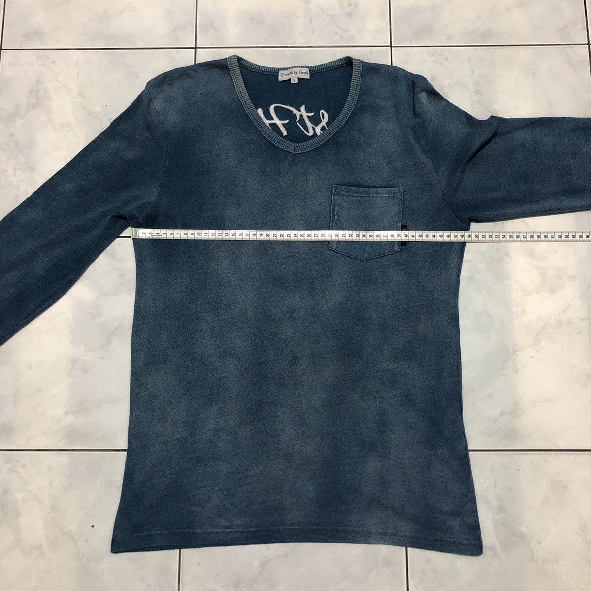 Japanese Brand Growth by Grail 3 Star Pocket Tee Denim Faded Details Style Size L / US 10 / IT 46 - 17 Thumbnail