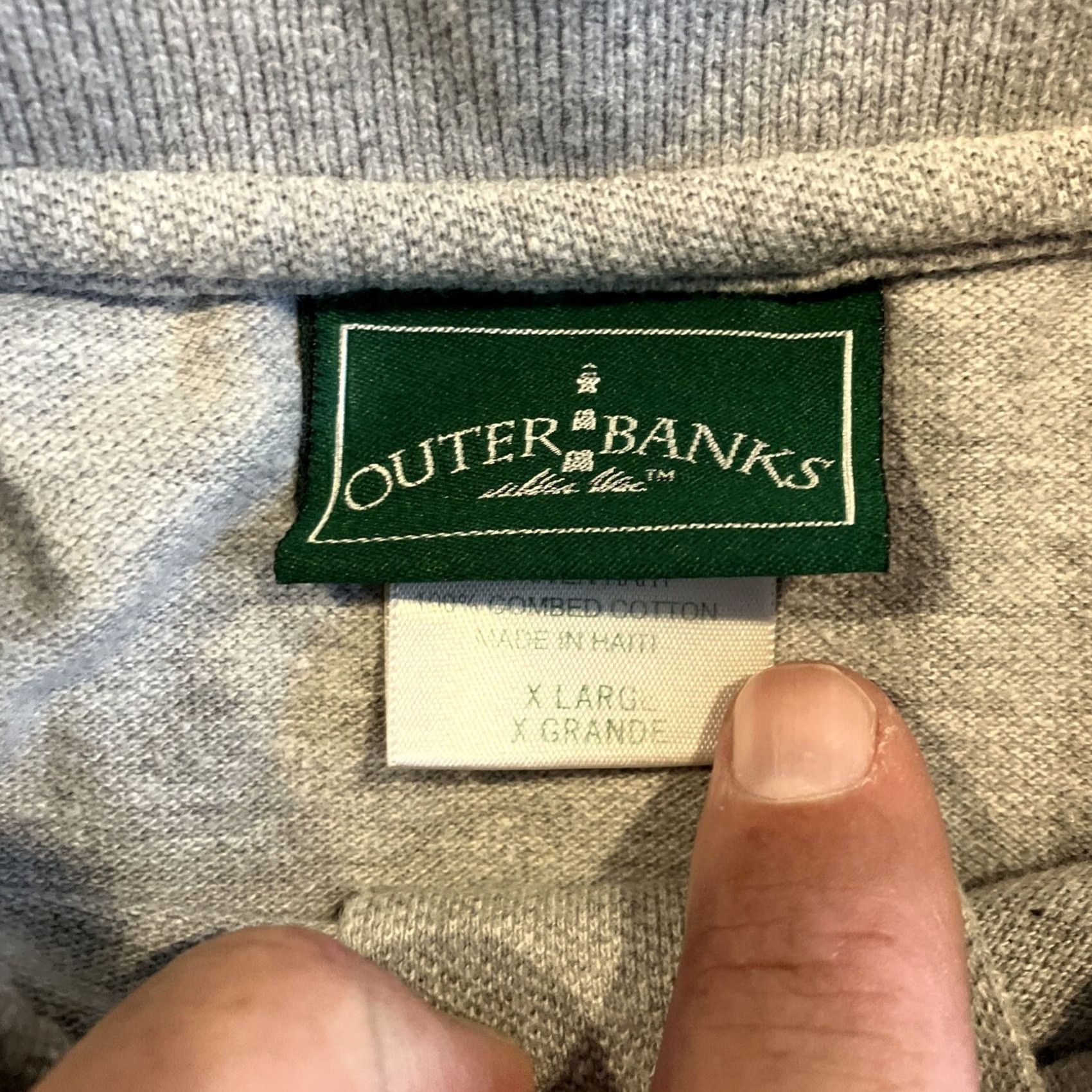 Vintage Outer Banks Polo Shirt XL Gray University Adult Men Short Sleeve Collared Button Golf Lightweight Modern Band Theme Size US XL / EU 56 / 4 - 3 Thumbnail