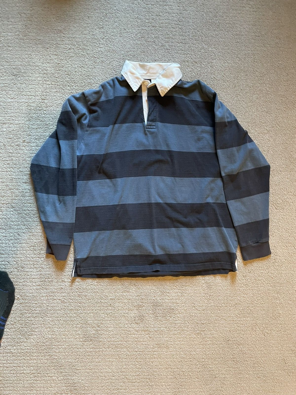 Vintage Monochrome blue striped polo long sleeve Size US L / EU 52-54 / 3 - 1 Thumbnail