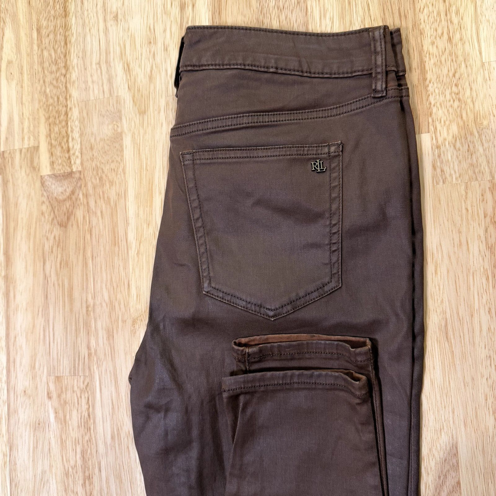 Ralph Lauren RALPH LAUREN Premier Skinny Ankle Waxed Denim Size 10 Brown Size 32" / US 10 / IT 46 - 2 Thumbnail