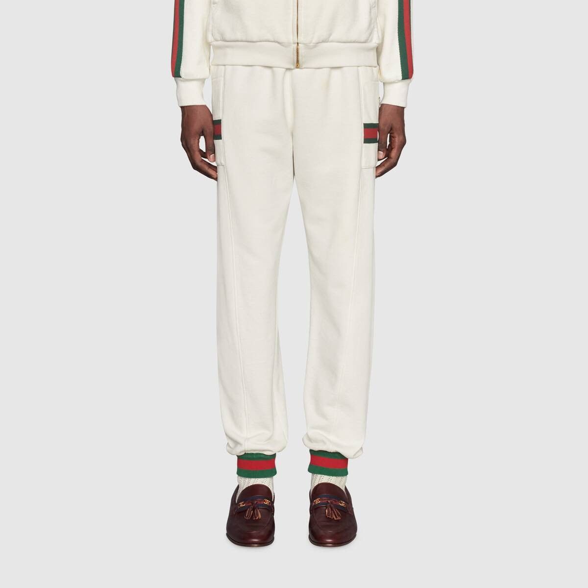 Gucci o1mt1gz0725 Jersey Jogging pant With Web in White Size US 28 / EU 44 - 3 Thumbnail
