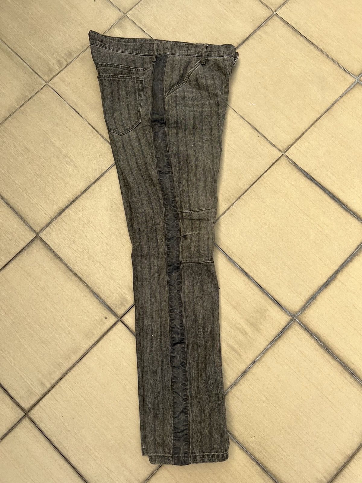 Kiminori Morishita Vintage Halb Japan Faded Border Stripe HBT Hem Flare Pant Size US 31 - 6 Thumbnail