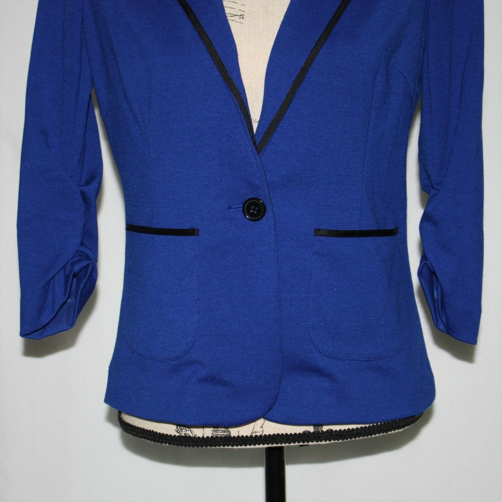 Laundry by Shelli Segal Grosgrain Trim Ponte Jacket in Blue Color size 8 Size M / US 6-8 / IT 42-44 - 8 Thumbnail