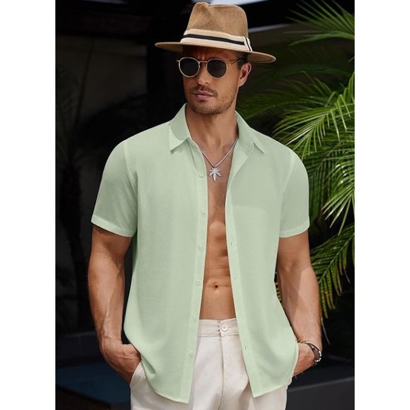 The Unbranded Brand Men's Casual Button Down Short Sleeve Cotton 2XL Size US XXL / EU 58 / 5 - 3 Thumbnail