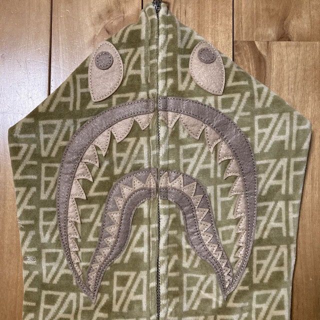 Bape BAPE Logo Monogram Velour Shark Full Zip Hoodie APE Size US S / EU 44-46 / 1 - 4 Thumbnail