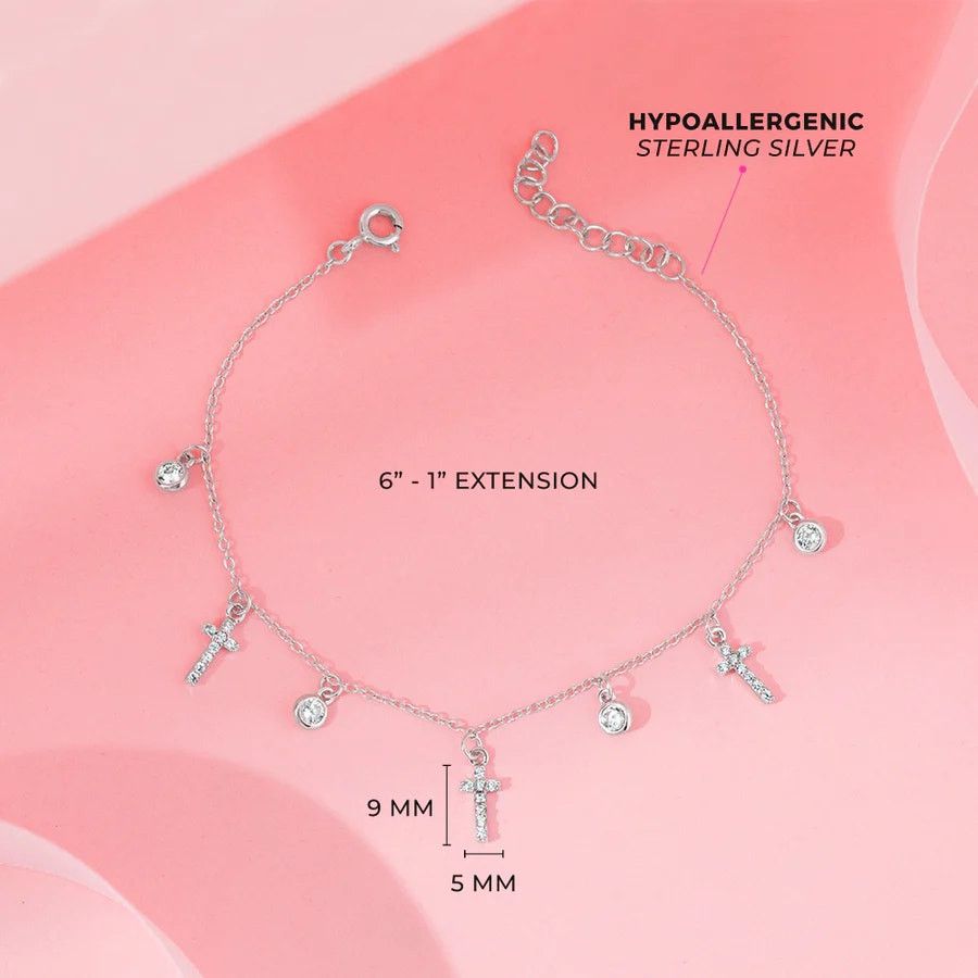 Other 6"-7" Clear CZ Charm Kids / Teen Bracelet - Sterling Silver Size ONE SIZE - 4 Thumbnail