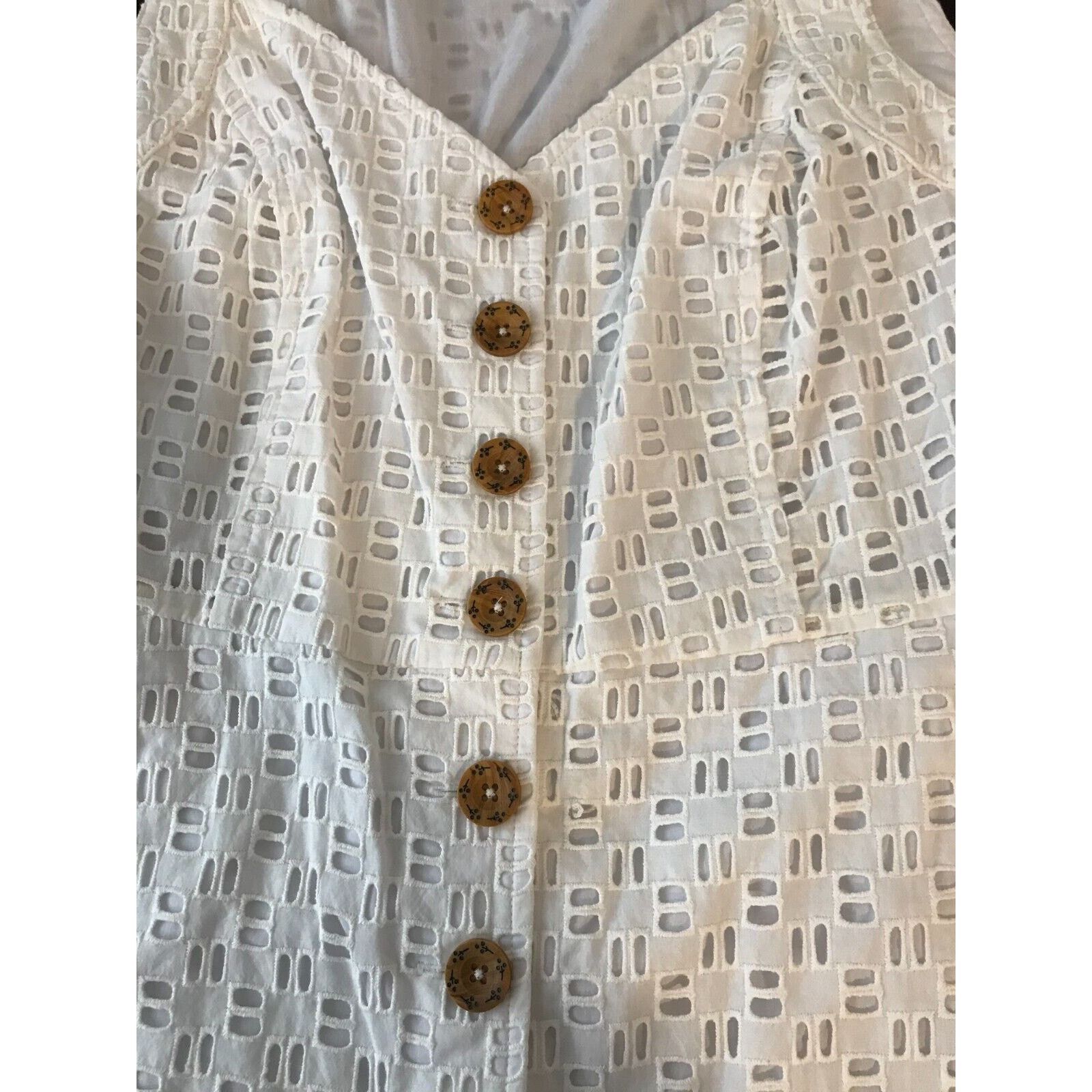 Anthropologie Anthropologie Women's White Belted Eyelet Romper NO BELT-14 Size 36" / US 14 / IT 50 - 4 Thumbnail