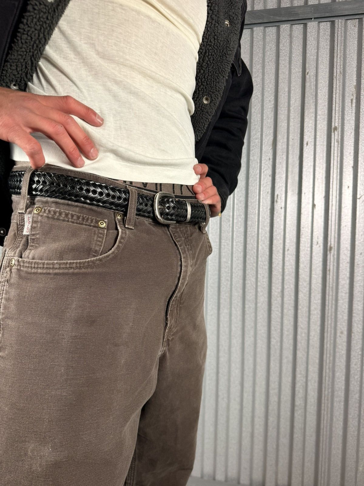 Other Vintage Black Snake Ribbed Western Loop Belt Black Size 36 - 4 Thumbnail