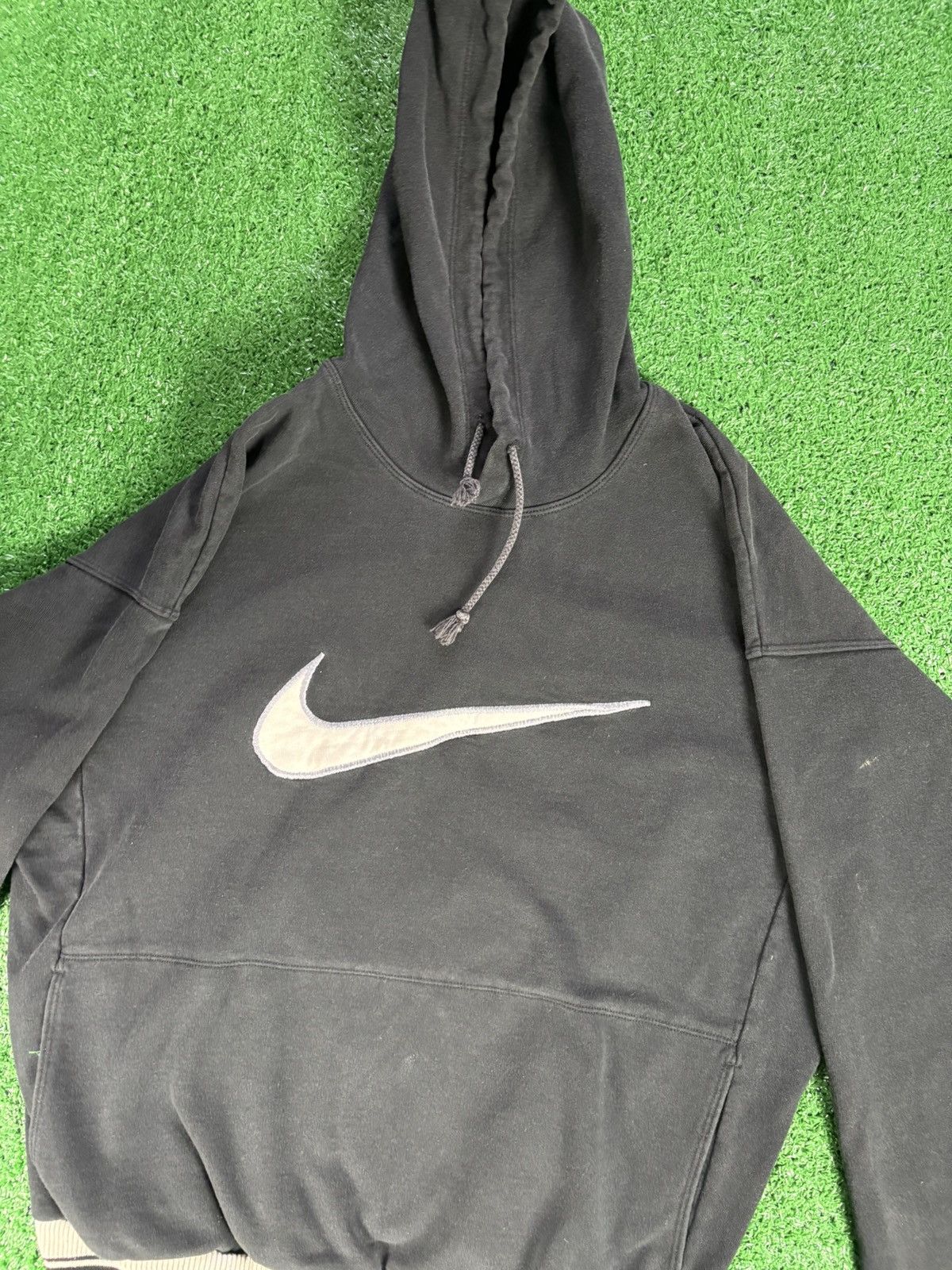 Nike × Vintage Vintage 1990s Center Swoosh Nike Hoodie Sweatshirt Size US XL / EU 56 / 4 - 3 Thumbnail